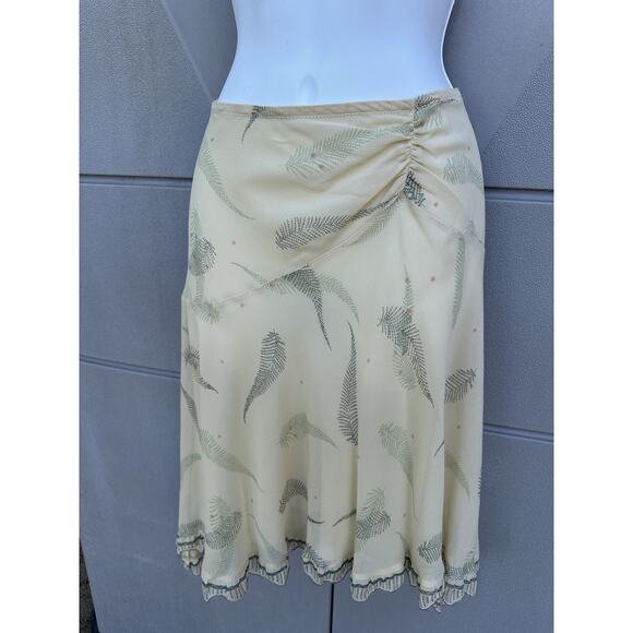 Studio M Vintage Silk Fern Print Midi Skirt Ruched Waist Detail — Size SP Petite - Picture 5 of 9